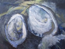 Austern, Oel a/L, 110x100cm