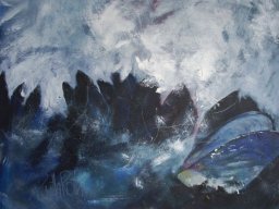 Muscheln IX, Acryl a/L, 65x75cm