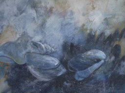 Muscheln VI, Acryl a/L, 65x65cm